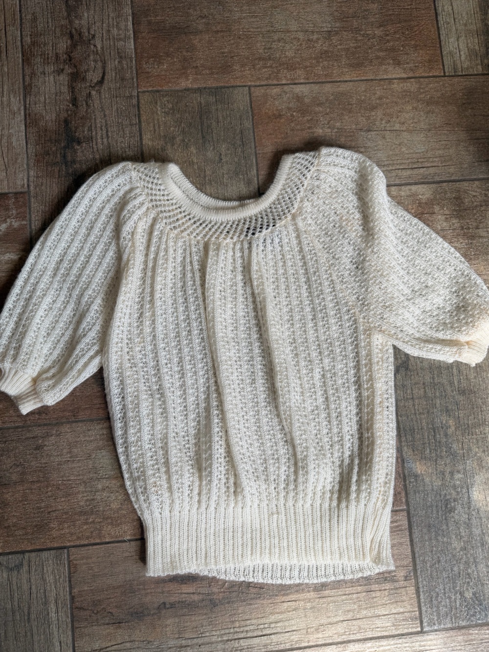 Vintage Light Cream Knitted Women's Top